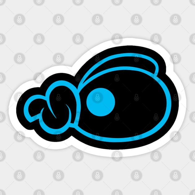 Black & Blue Chicken Head Sticker by threeonethree